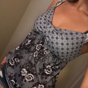 Grey floral tank top